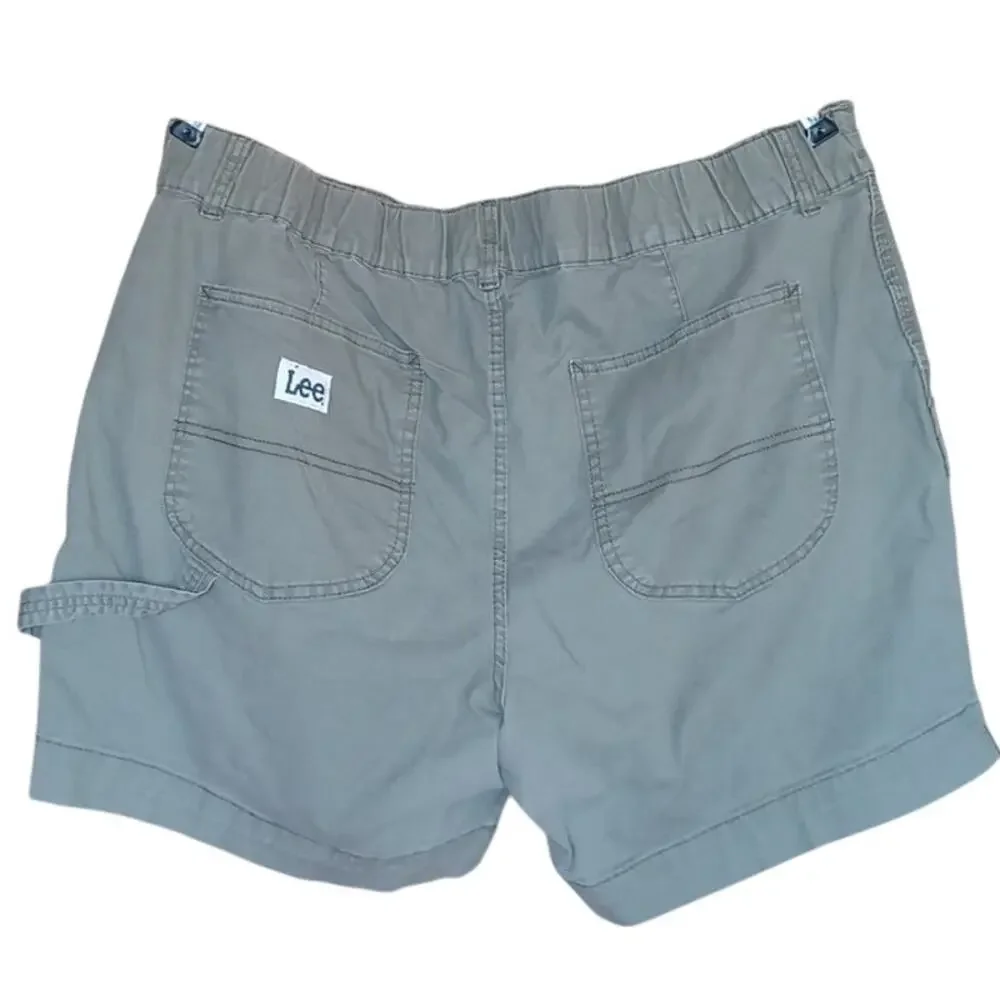 Lee Heritage Shorts Women's 18 Olive Green Carpenter Style Big Pockets Stretchy - Picture 2 of 7